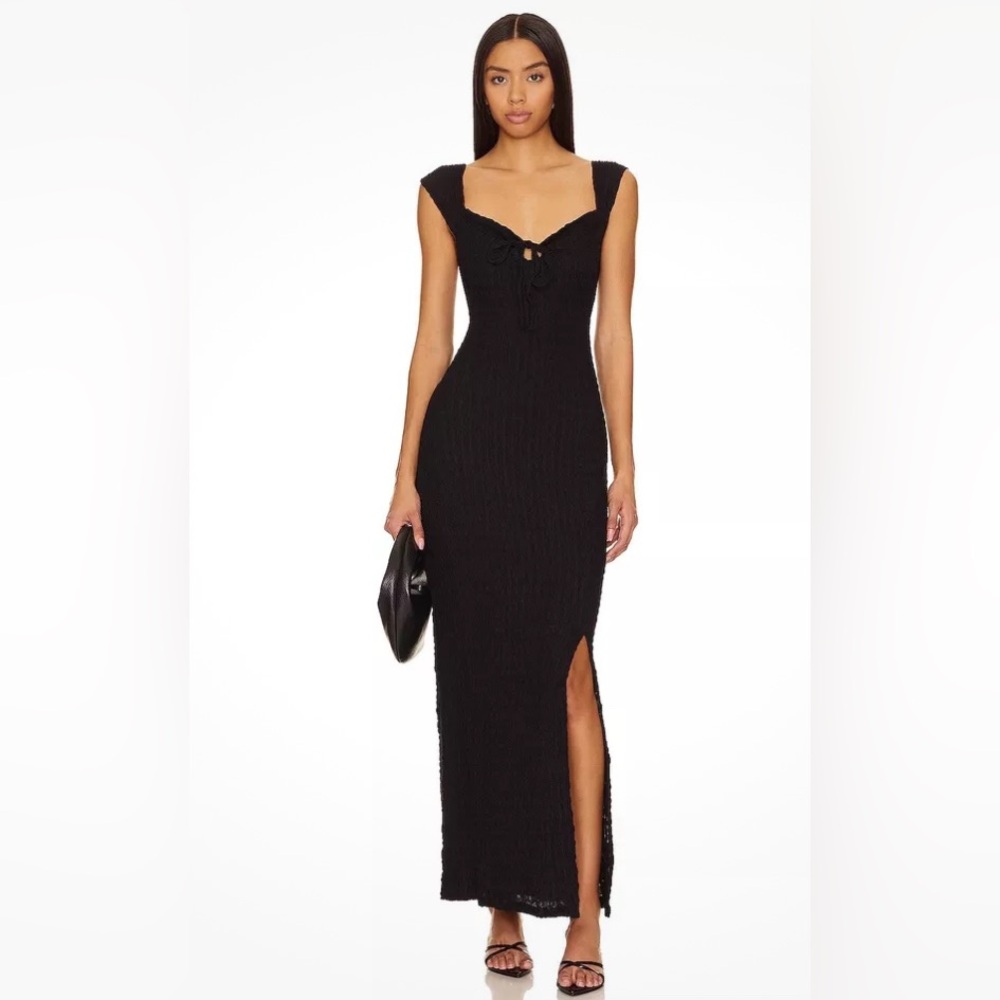Free people Eleni bodycon midi dress black size large new with tags